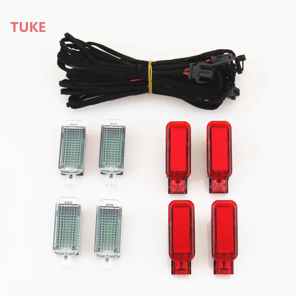RWSYPL LED Interior Footwell Lights & Door Plate Warning Light Cable Harness 3AD 947 409 8KD 947 411 For Audi A3 A4 A6 Q3 Q5 Q7