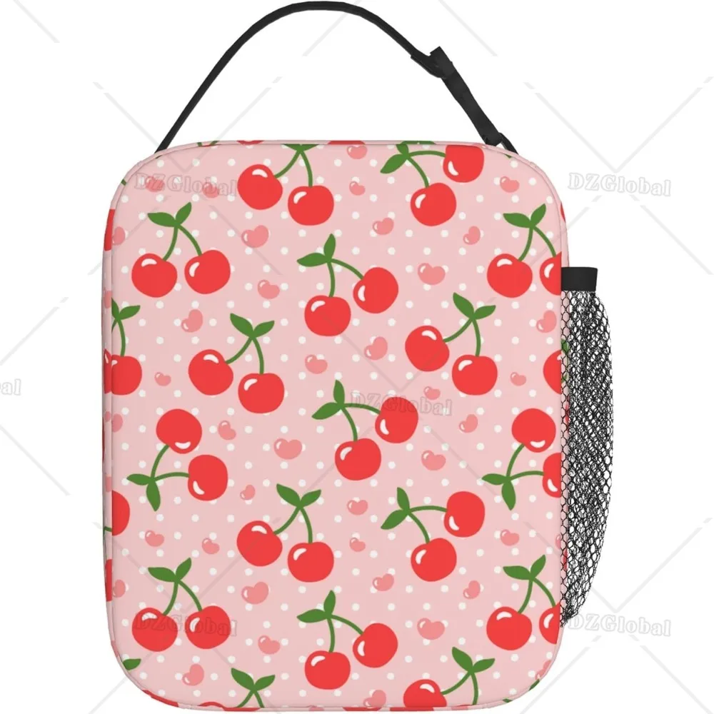 Cherry Thermal Insulated Lunch Bags for Men Women Boys Girls Reusable Tote Lunch Bags for Office Work School Picnic Camping