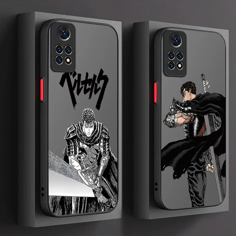 Matte Hard Case For Xiaomi Redmi Note 13 12 11 Pro Plus 4G 5G 12S 11S 10 10S 9 9S 8 13C 12C 10C Anime Berserk Guts Bumper Cover