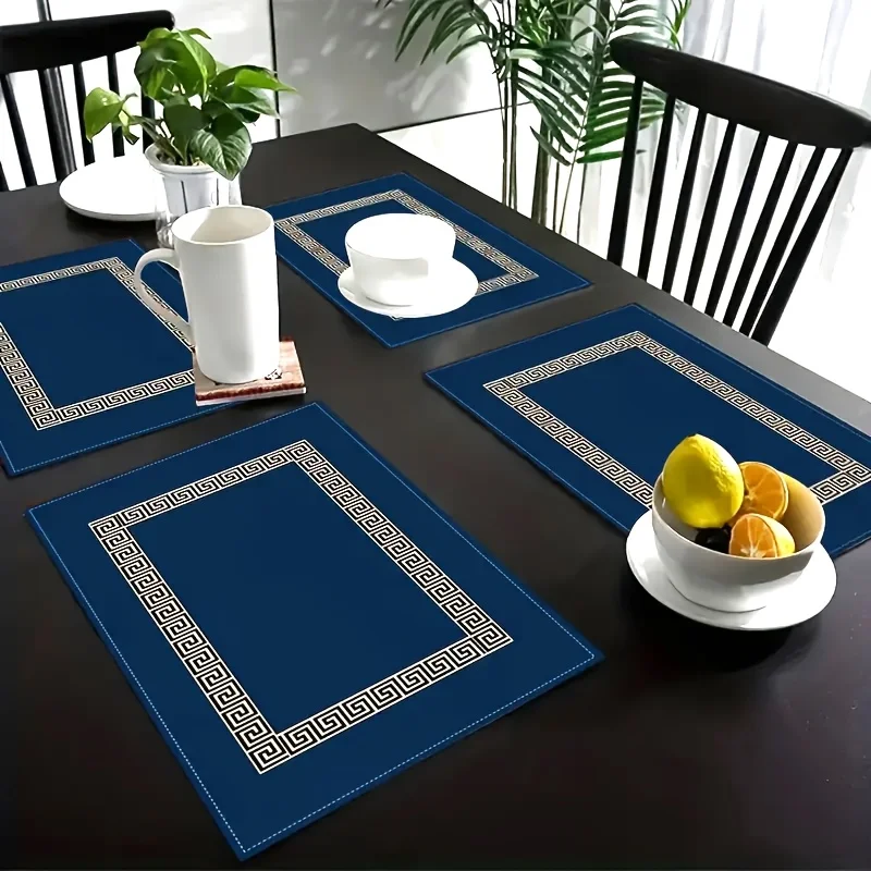 Elegant Pure Blue Placemats 4pcs, Daily & Party Home Placemats, Durable & Non-Slip