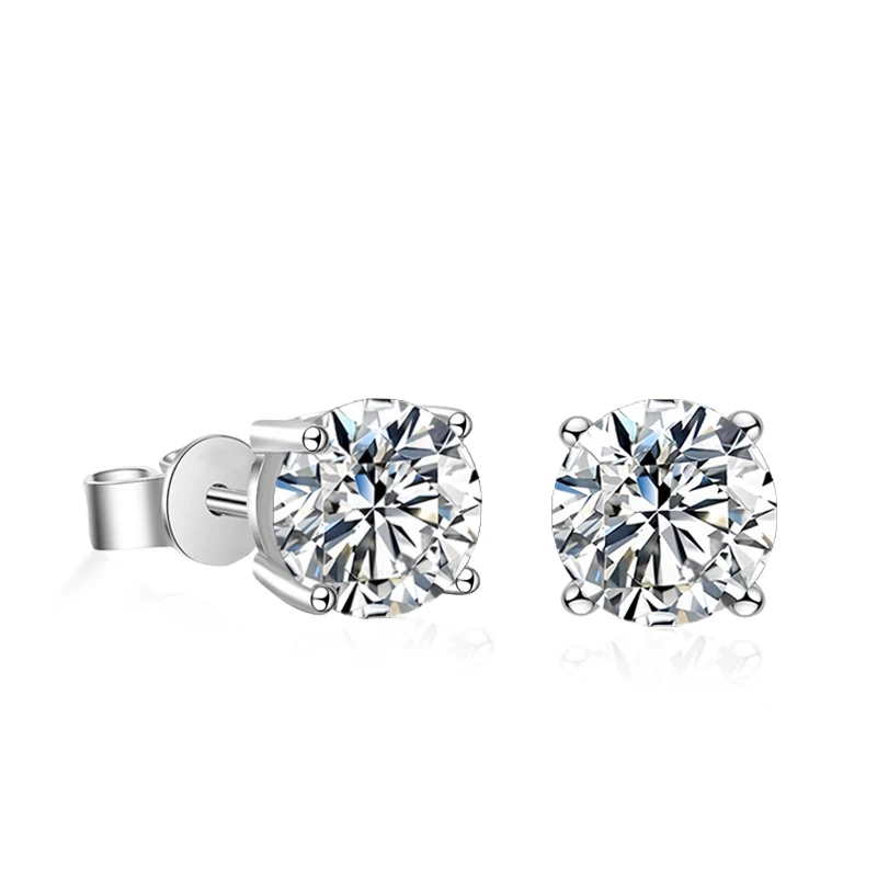 NeeTim 0,2–2 ct Moissanit-Ohrringe für Damen, 925er Sterlingsilber, Ohrstecker mit gelb vergoldetem Labordiamant, Hochzeitsschmuck