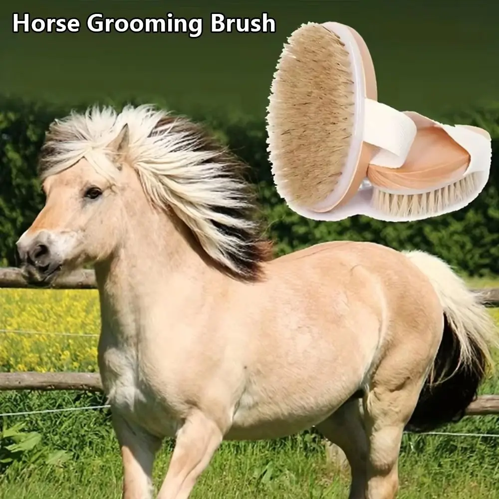 1Pcs New Shedding Horse Grooming Brush Hair Detangling Handheld Horse Hair Scrapers Wooden Cleaning Tool for Daily Grooming