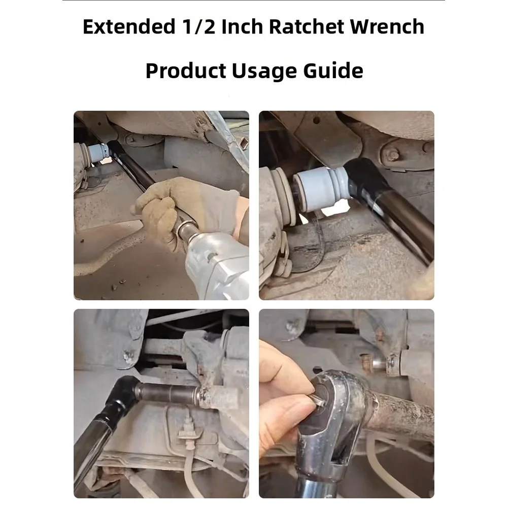 Extended 1/2 Inch Ratchet Wrench 430mm Long Handle Chrome Vanadium Steel Air Tool With 5 Accessories