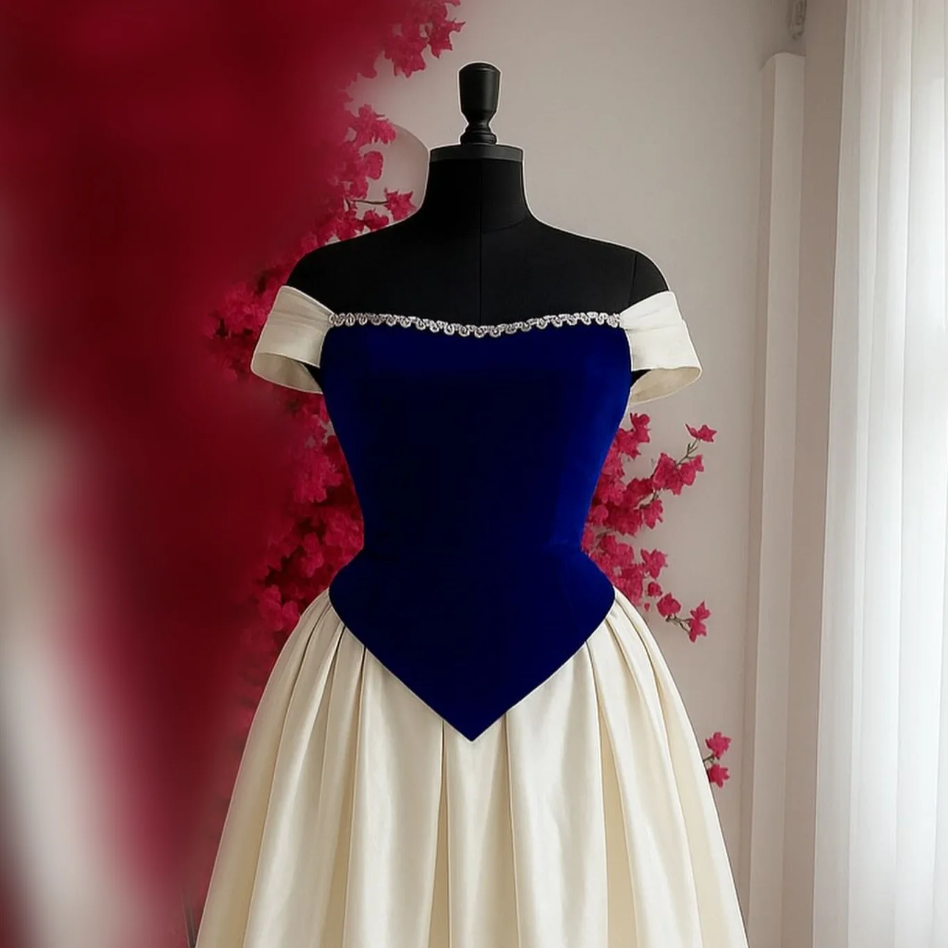 Maßgeschneidertes Abendkleid mit glitzernder Falte, schulterfrei, A-Linie, Midi-Kleider, maßgeschneiderter Anlass, Abschlussball, elegante Party, Hochzeit