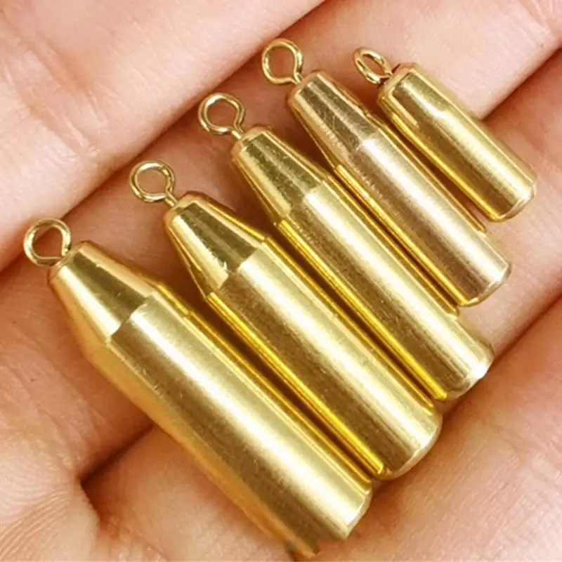 1/3/5PCS 1.8g 7g Copper Fishing Lead Fall Sports Gold Copper Alloy Brass Sinker Sharped Fishing