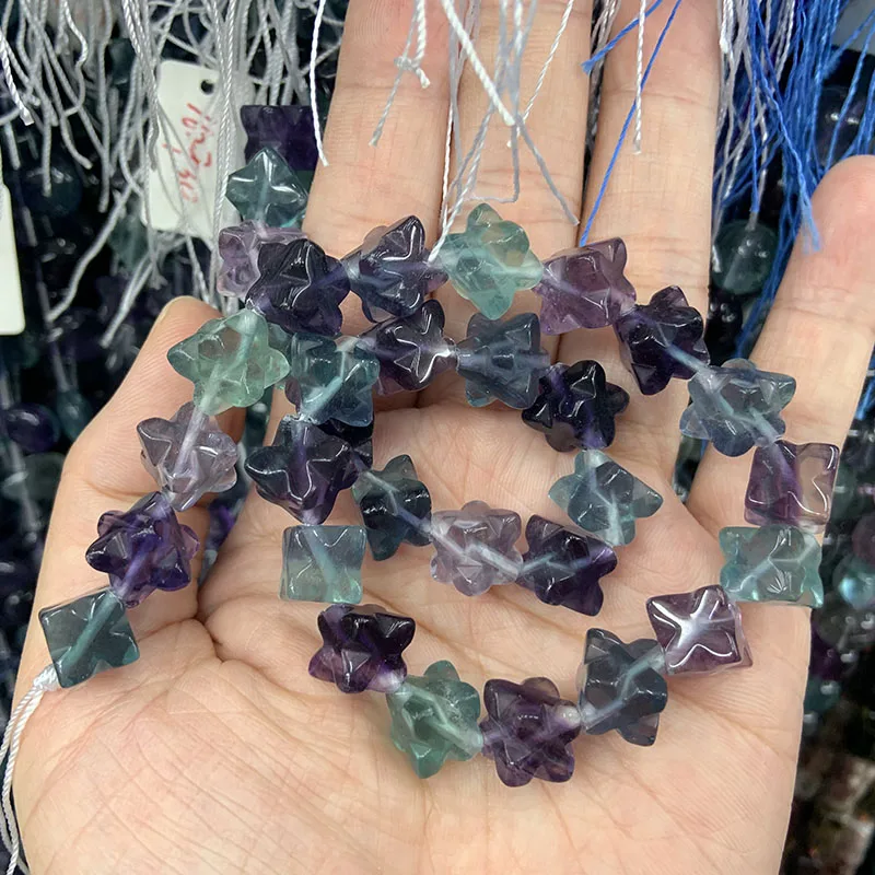 7-11mm Natural Fluorite Stone Beads 15