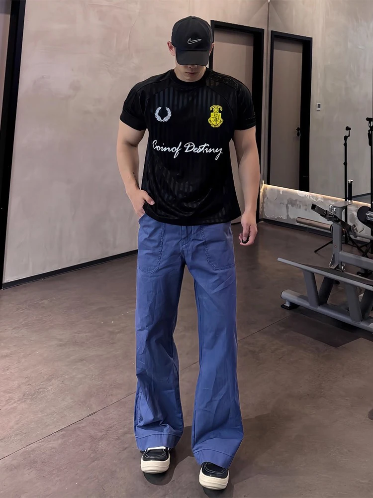 

American Blue Cleanfit Jeans Retro Men Women High Waist Long Pants Straight Leg Workwear Denim Flared Trousers Youth Fashion