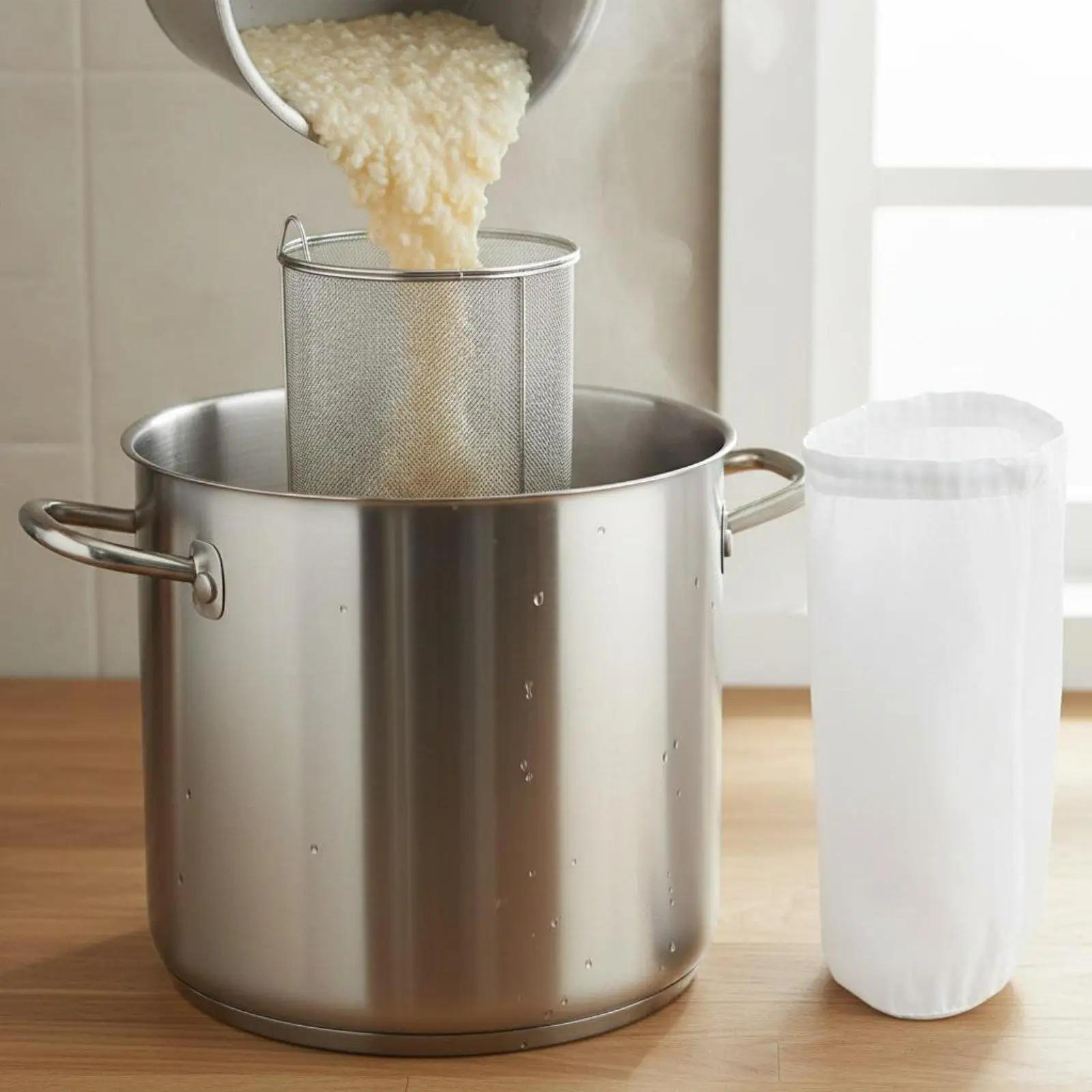 Stainless Steel Strainer Heavy Duty Mesh Filter for Kitchen Strainer Rice Canning Fermented Beverage Making