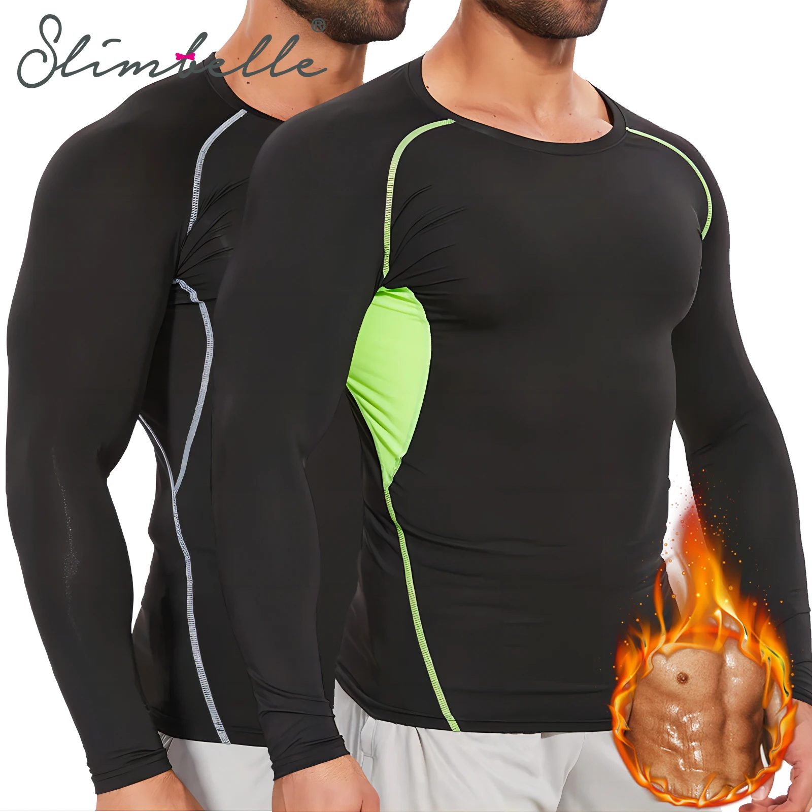 

SLIMBELLE Men Slimming Sweat Body Shaper Long Sleeve Vest Belly Reducing Shaperwear Keep Warm Fat Burning Waist Trainer Corset