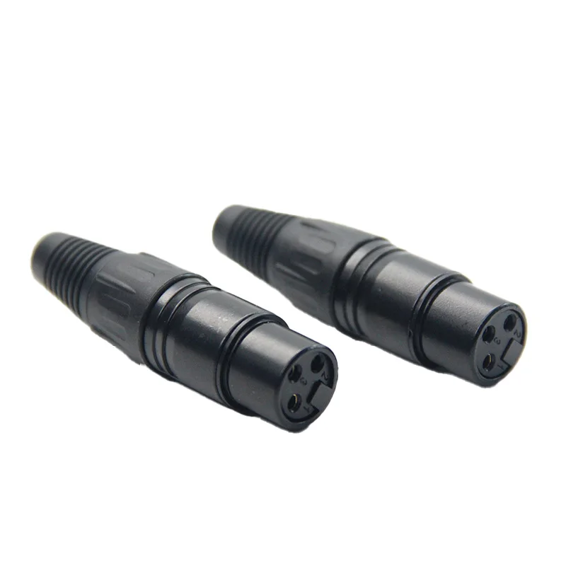 Gold plated XLR 3 pin male and female Black Microphone Plug Gold PIN Connector Audio Connector