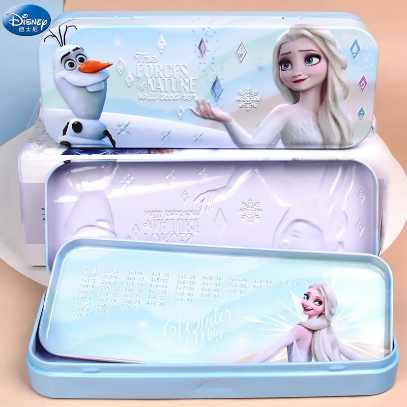 Disney Frozen Elsa Princess Pencil Case Pencil Box Three-layer  Belt Reading Shelf Primary School Student Stationery Kids Gift