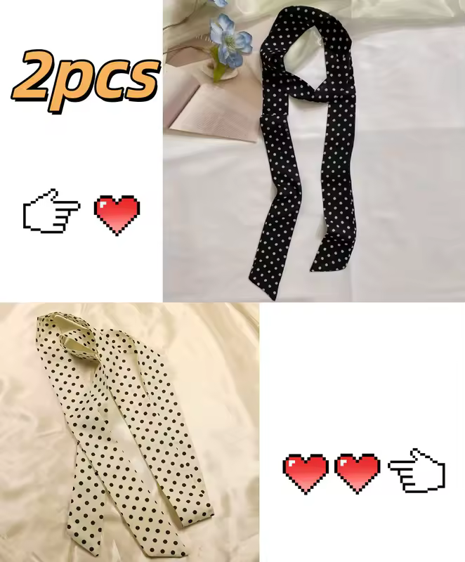 Fashion Dot Ribbon Silk Scarf Women Thin Neck Scarves Lady Small Shawls Bandana Narrow Female Neckerchief Dress Accessories - Image 12