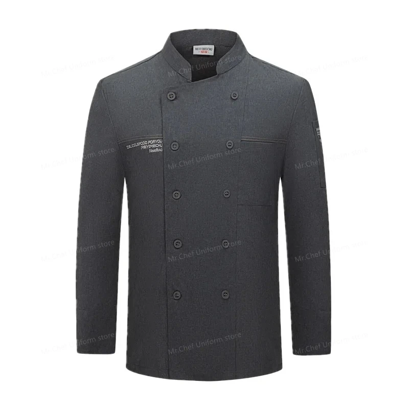 

White long sleeve chef jacket Hotel chef coat T-shirt chef uniform restaurant work coat Bakery Breathable Cooking clothes logo