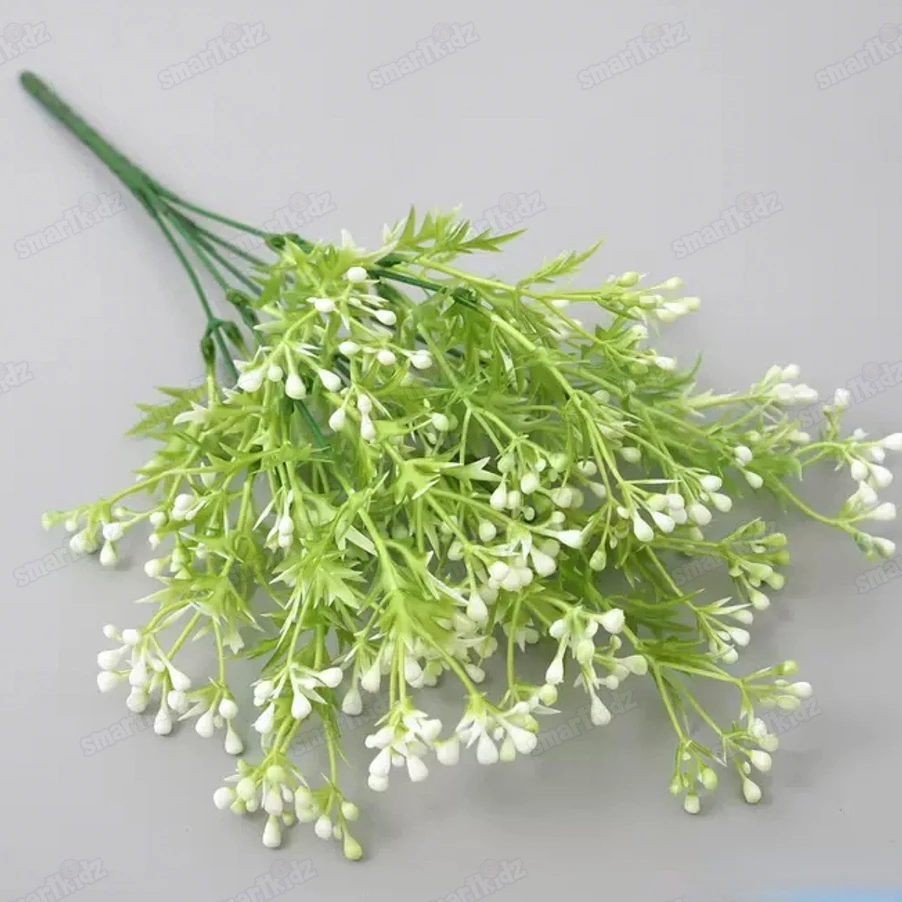 [1 Stalk] White Milan Flowers aka Baby Breath Artificial Flowers | Babys Breath Leaves | Daun Bunga Hiasan - smartkidz Table top