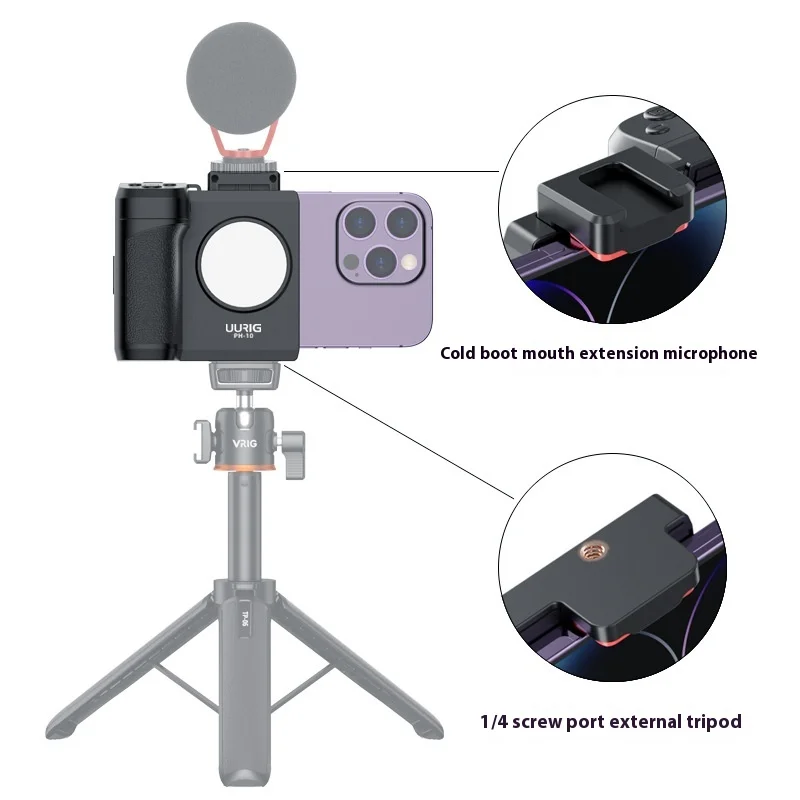 Original UURIG VRIG PH10 Wireless Handle Grip Phone Holder Stabilizer for Smartphone Volg Remote Control 1/4"LED Light For Phone