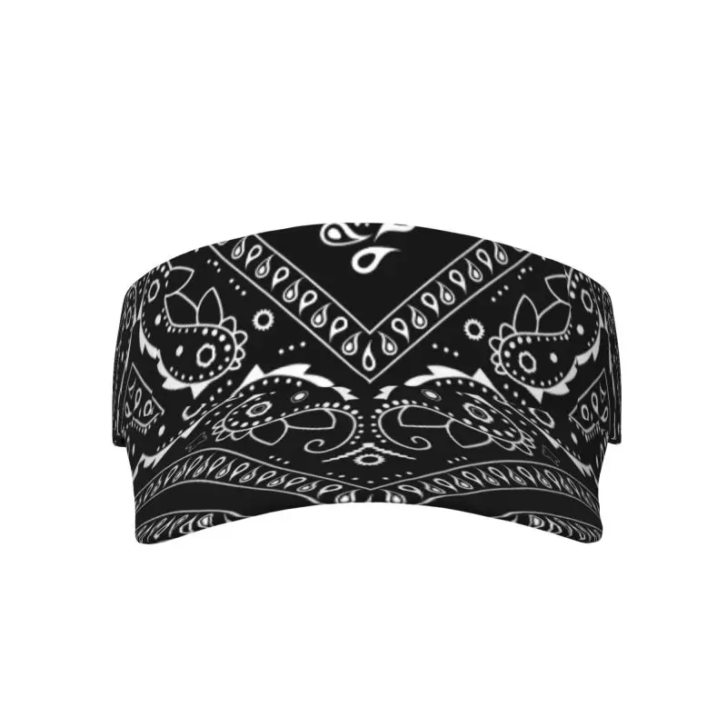 Retro Black Paisley Sports Sun Visor Hats Adjustable Lightweight Cooling Empty Top Visor Hat for Tennis Running Hiking Camping