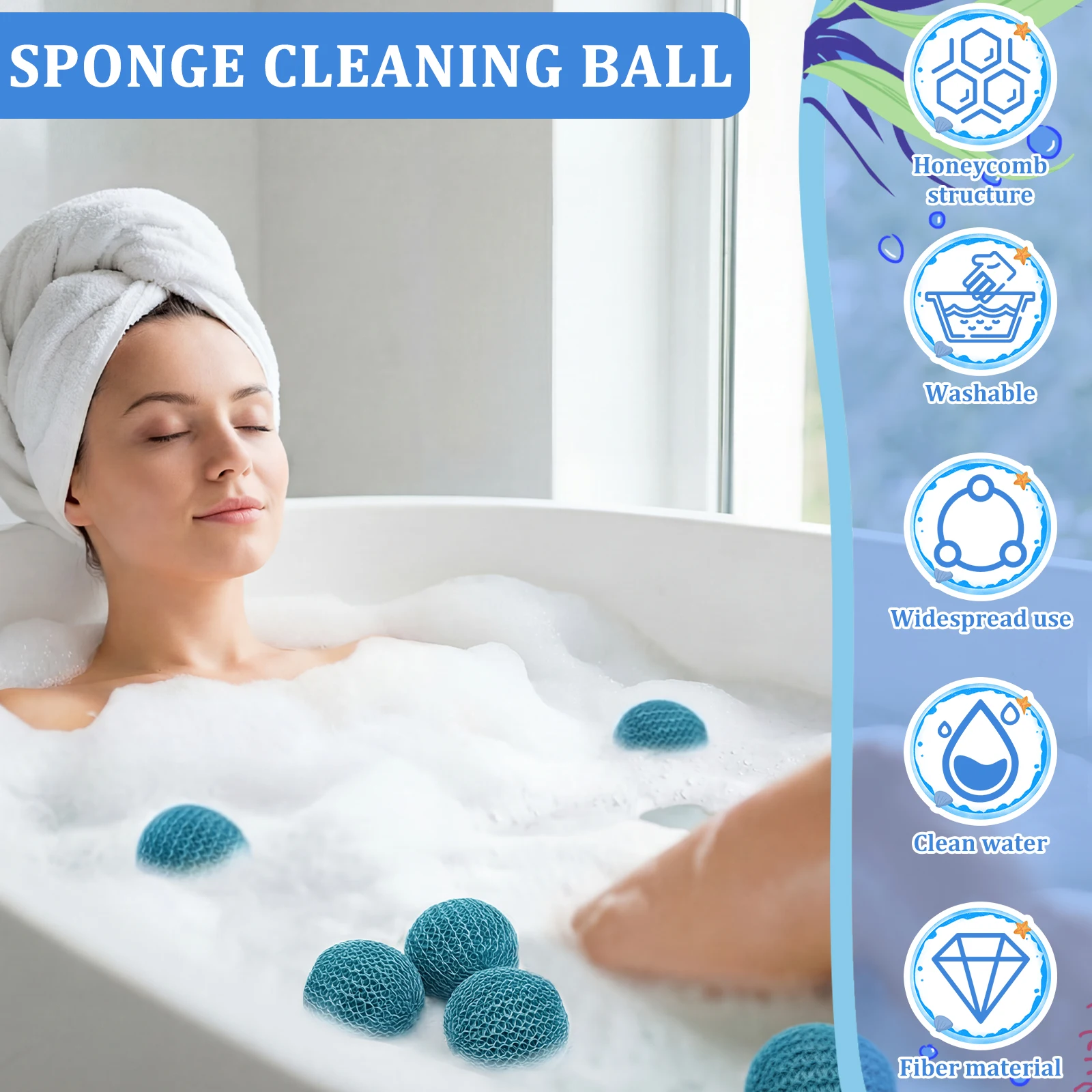 6Pcs Hot Tub Scum Absorber Oil Absorbing Scum Sponge Balls Reusable Honeycomb Spa and Pool Cleaner Remover Skimmer