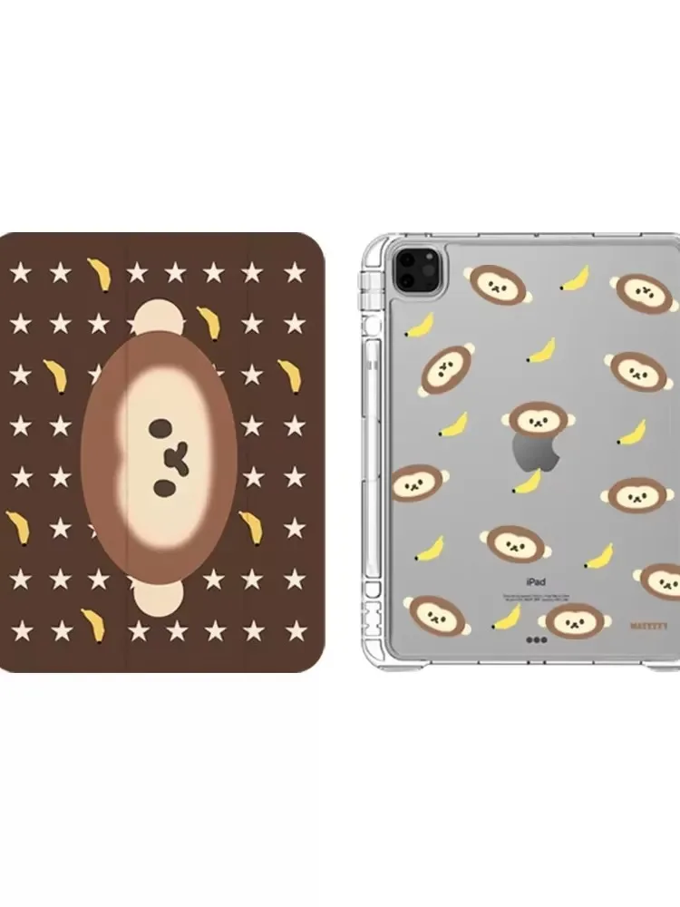 Kawaii Brown Monkey Banana Star Tablet Case For iPad Pro 13 11th A16 12.9