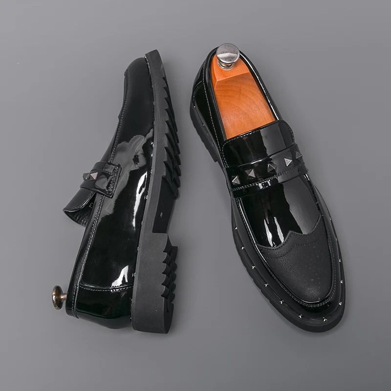 

Men's Lacquer leather shoes Designer Fashion Style Work and office 38-46 Outdoor casual street Trendy loafers Slip on New
