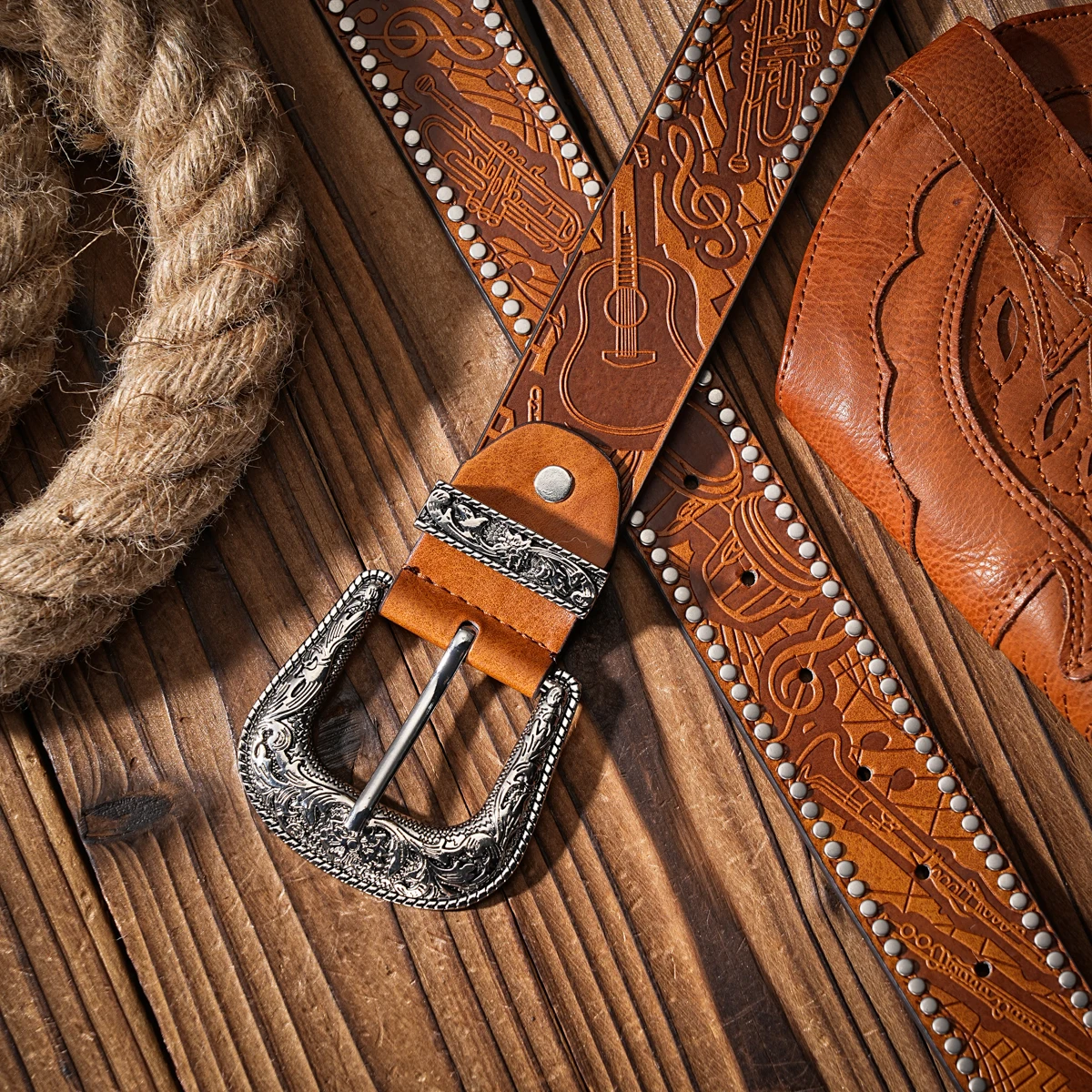 Lässige, individuelle und Retro-Gürtel, Kleidungsaccessoires im Western-Stil, Metallschnallen, PU-Gürtel, geeignet für Männer und Frauen – Detail 15