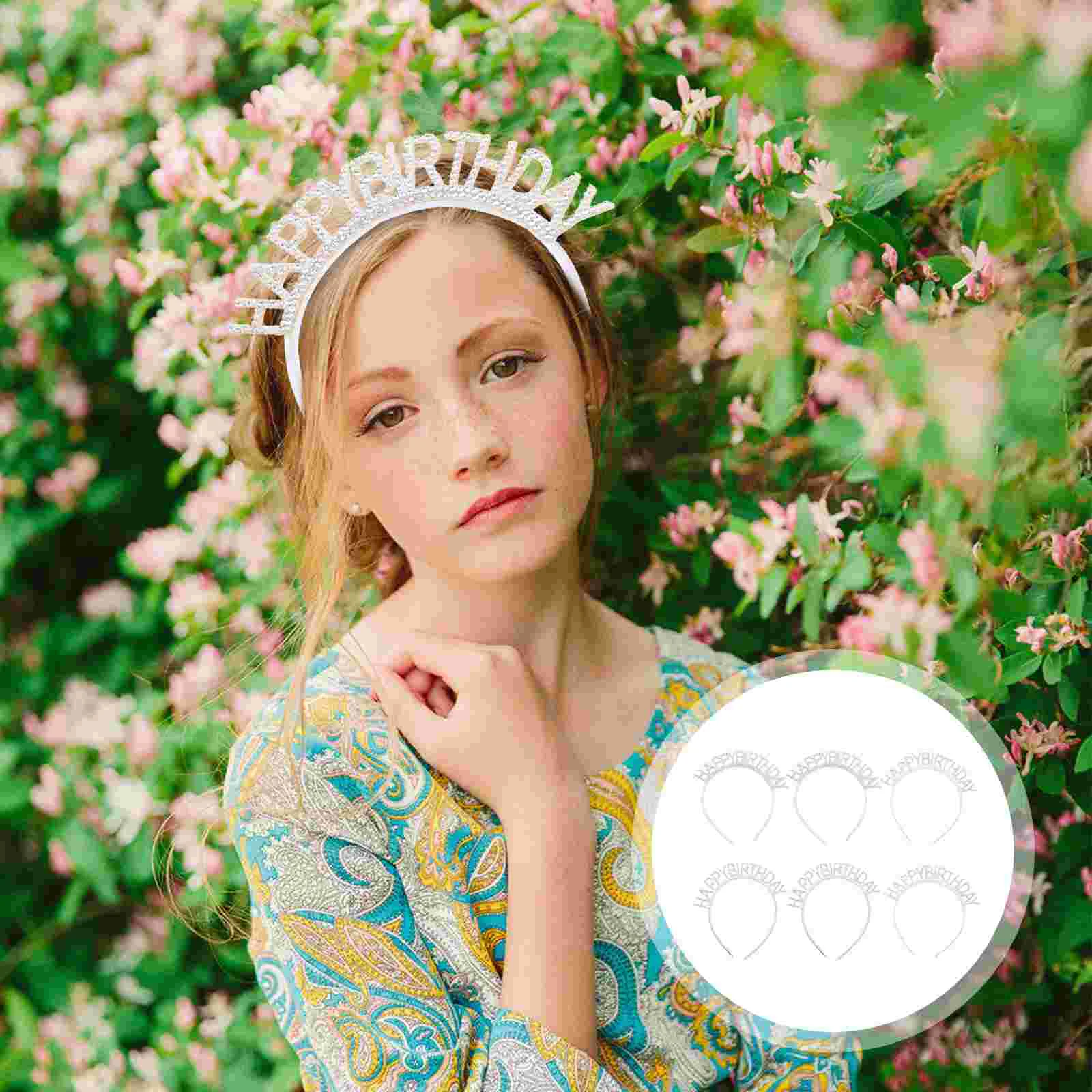 

6 Pcs Happy Birthday Headband Headbands for Kids Girls Women Headdress Princess Headpiece Crown Cloth Women's