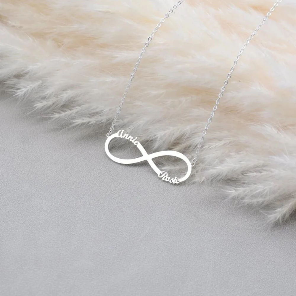 Advanced And Cool Stainless Steel Infinite Symbol Font Necklace, Suitable For Giving Gifts On Mother's Day And Valentine's Day