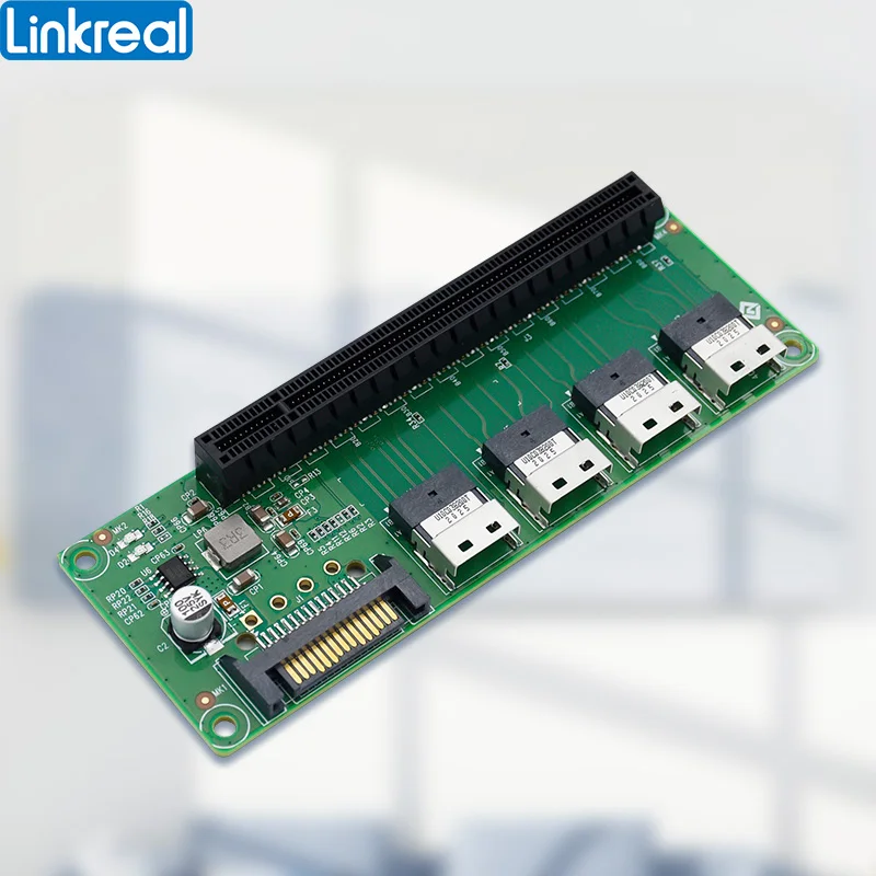 Linkreal GPU Expansion Solution PCIe 4.0 Retimer and PCIe Slot adapter with SFF-8654 Cables-PCIe Bifurcation required