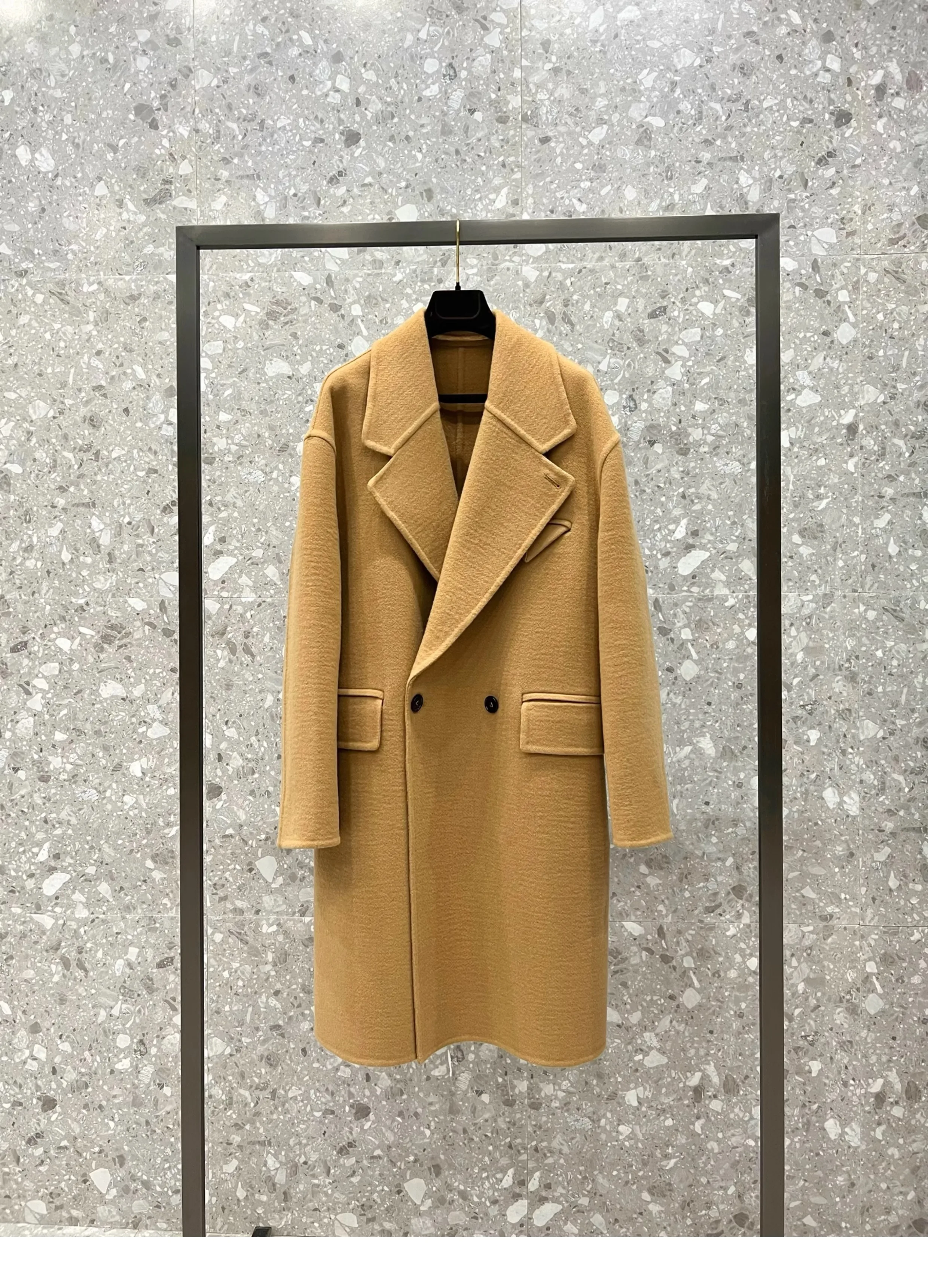 New Autumn and Winter Shape Double-breasted Long Double-sided Cashmere Coat for Women