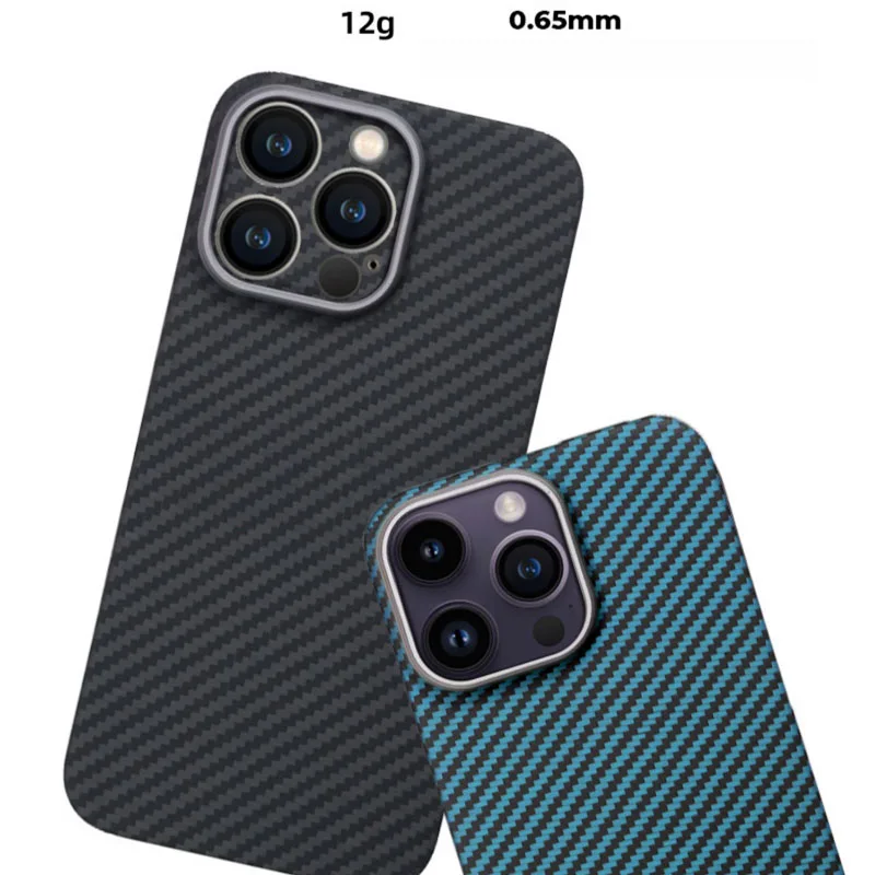Case for iPhone 15 Pro Max Plus Real Carbon Fiber Aramid Full Coverage Cell Mobile Phone Protective Cover Protection Shell
