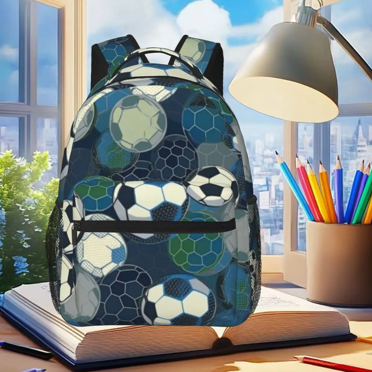 

Seamless Soccer Pattern Student Backpack School Bag Hiking Travel Daypack for Boys Girls Fashion Bookbag Shoulder Bags