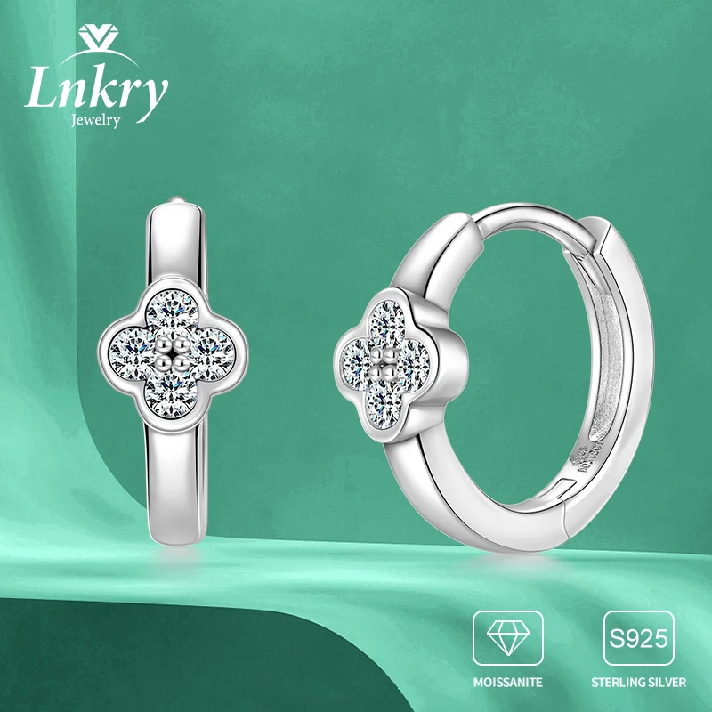 

Серьги Lnkry Oorbellen Zilver из стерлингового серебра 925 пробы с муассанитом, изысканные серьги-кольца с четырьмя листами клевера для подарка на День святого Валентина