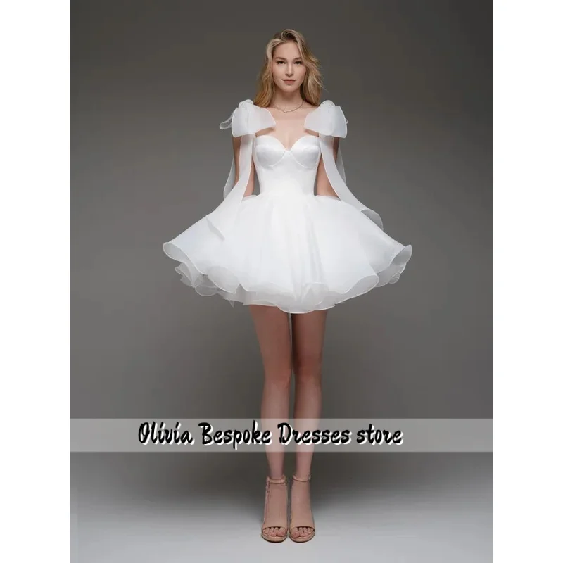 Customized Short Organza Wedding Dresses Sweetheart Spaghetti Straps A-Line Beach Mini Bridals Gowns свадебное платье