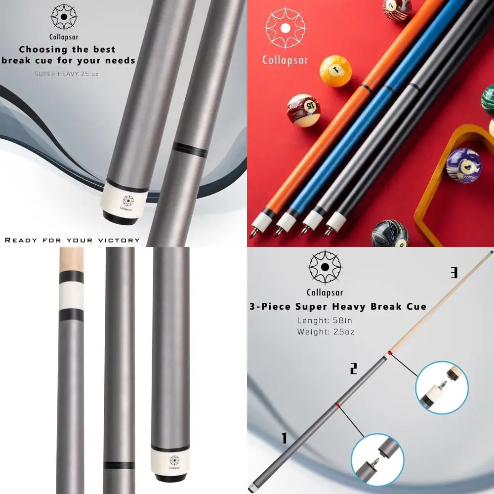 

25oz 3-Piece Heavyweight Jump Break Pool Cue with 14mm Phenolic Tip