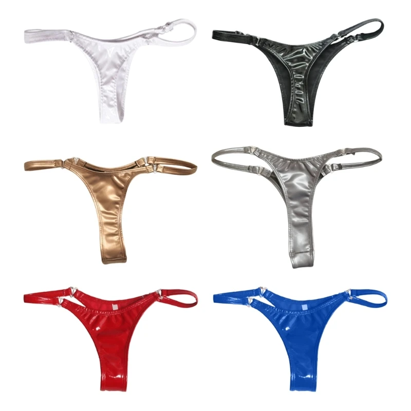 E15F Leather G-string Thongs Women No Show Thong Underwear Stretch Low Waist Low Rise Underwear T Back Panties Gifts