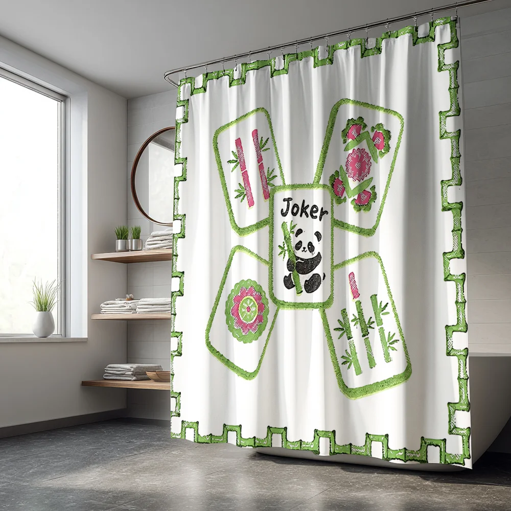 Cute Panda Bamboo Joker Shower Curtain Waterproof Bathroom Decor Liner for Kids Shower curtain 180x180cm