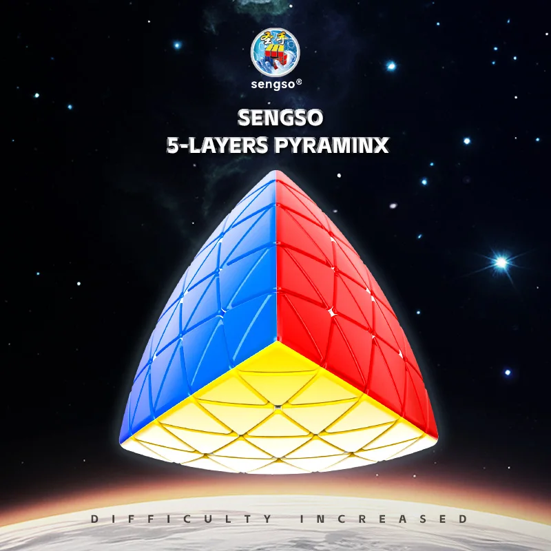 [JudyCube] Sengso 5x5 Pyraminx Magic Cube Stickerless Professional Shengshou 5-Layers Pyraminx Fidget Toys Children's Gifts