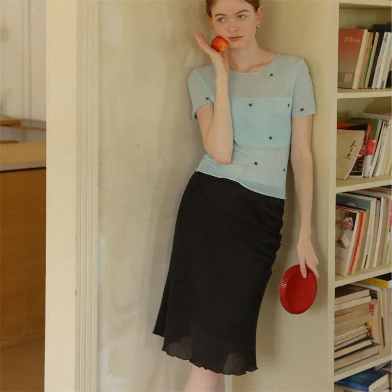 ใหม่แฟชั่นกระโปรงผ้าไหมผู้หญิง Elegant Lace Patchwork A-Line สีทึบกระโปรงสั้นภาษาฝรั่งเศสคํา Party Faldas เสื้อผ้าหวาน