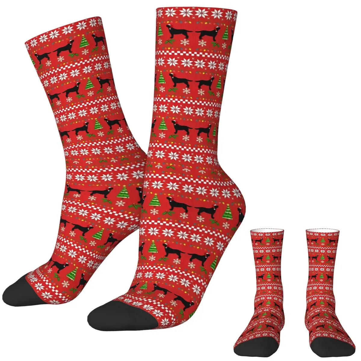 Christmas Socks Spring Black Labrador Stockings Gothic Men Soft Breathable Socks Custom Outdoor Anti Sweat Socks