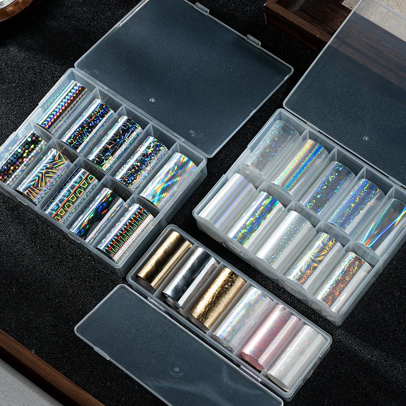 6/10 Rollen Laser Starry Sky Transferfolien Aurora Glas Papierfolie Nagelaufkleber für Gel & Cat Eye Polish Transfer Aufkleber DIY Nai