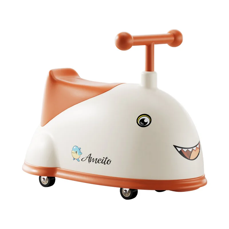 لعبة دولفين للركوب 0-3 سنوات مشاية أطفال داخلية أضواء موسيقية جسم ناعم مادة صديقة للبيئة عجلات مضادة للدوران مدرب توازن طائرة شراعية هادئة