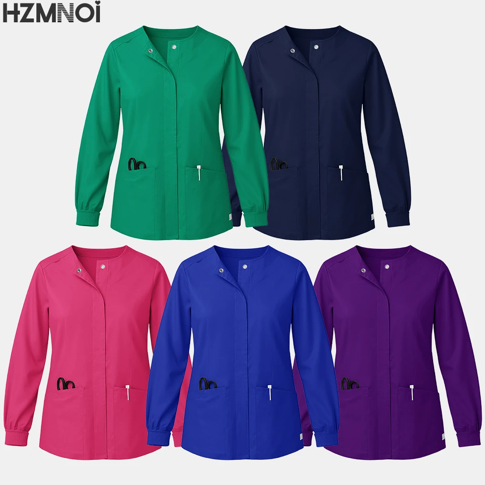 Tops de manga larga de tela elástica de Color sólido, pantalones para correr, uniforme de trabajo para sala de operaciones de laboratorio de farmacia Dental