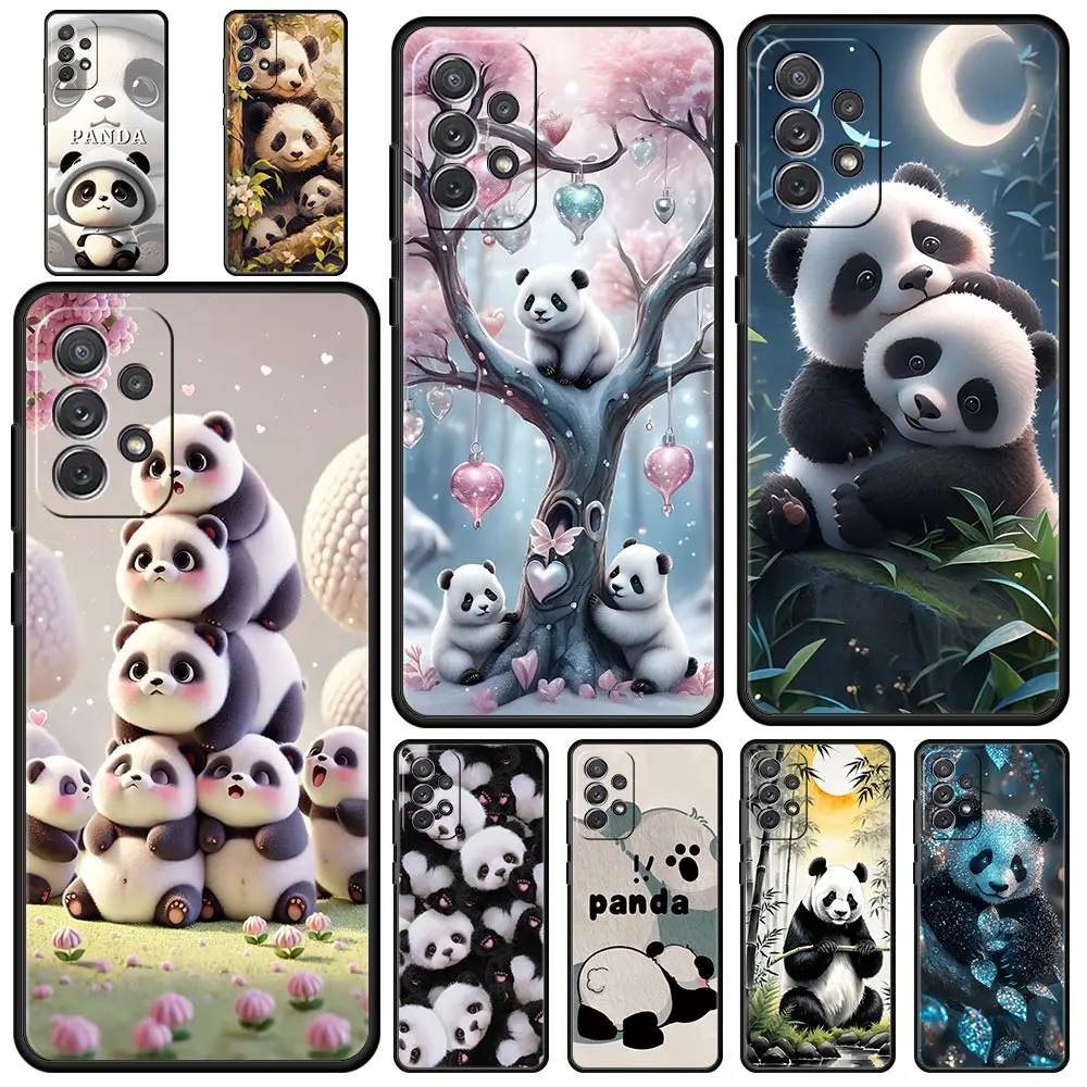 Baby Panda Phone Case for Samsung Galaxy A55 A35 A15 A14 A13 A25 A54 A51 A71 A72 A73 A32 A52 A41 5G Soft TPU Shell Fundas Capas