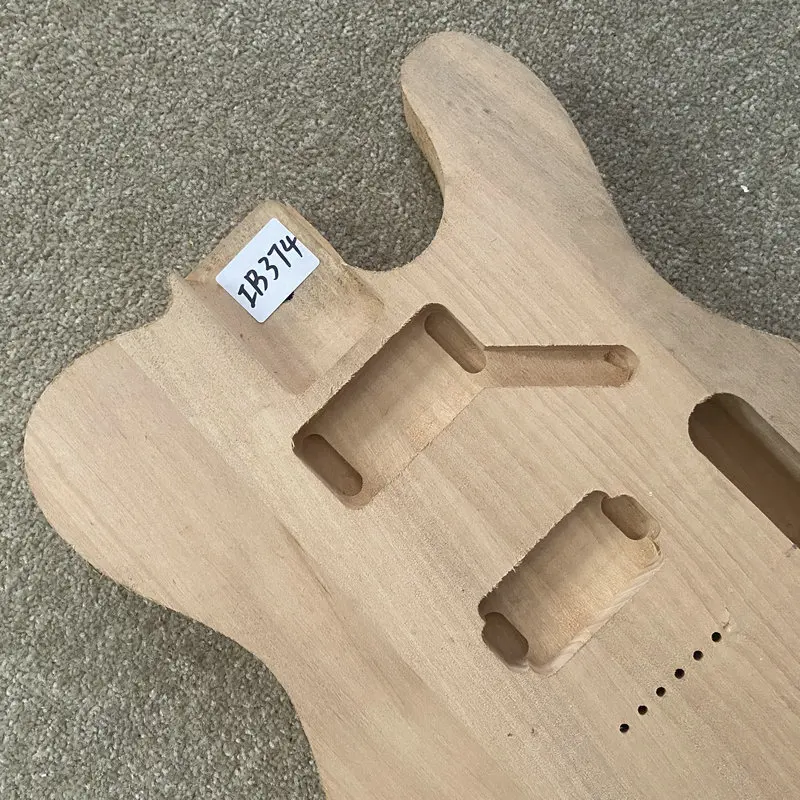 IB374 Solid Basswood String Through Body Tele Electric Guitar Body Semi Finishing with 2 Humbucker Pickups Raw Materials DIY