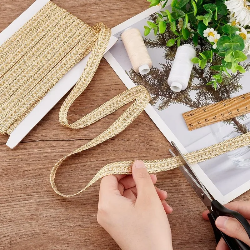 12.5Yard 15mm Wide Braid Trim Pale Goldenrod Polyester Decorative Braid Ribbon Sewing Military Bullion Braid Trim for Home