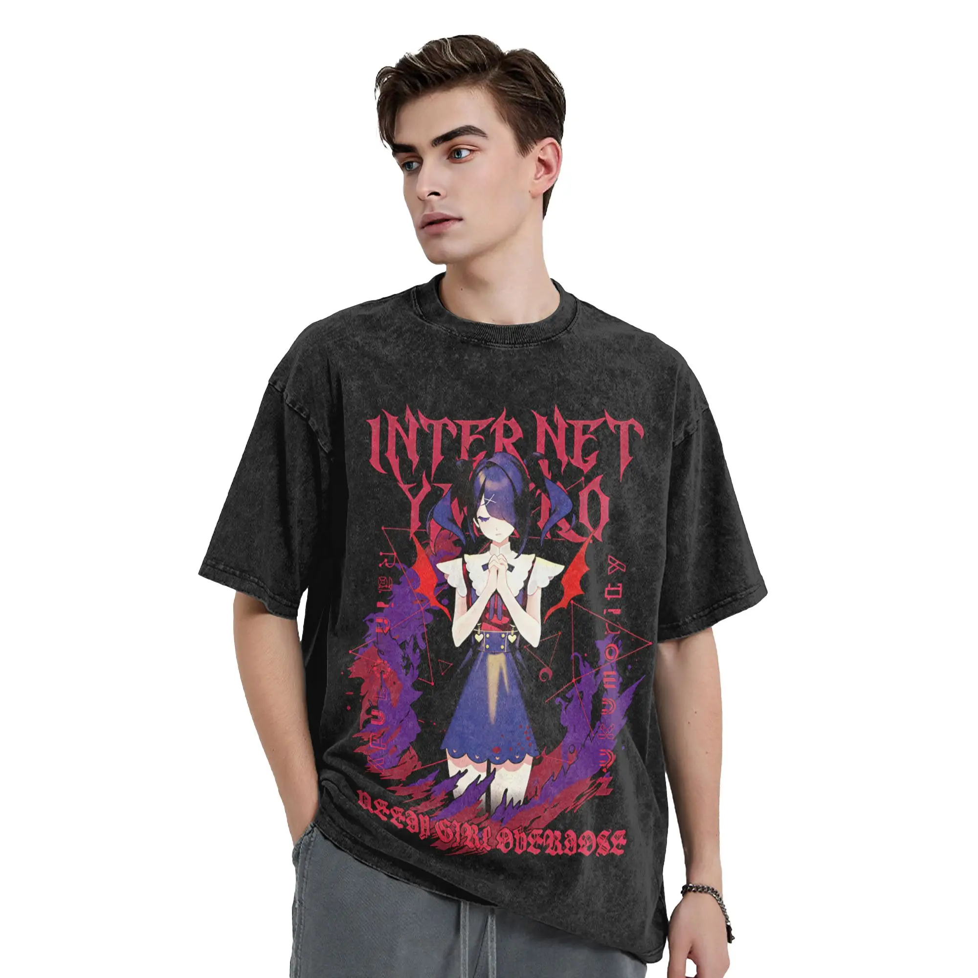 Summer Needy Streamer Overload Washed Shirt Outfit Harajuku T-Shirts  for Men Women Tees
