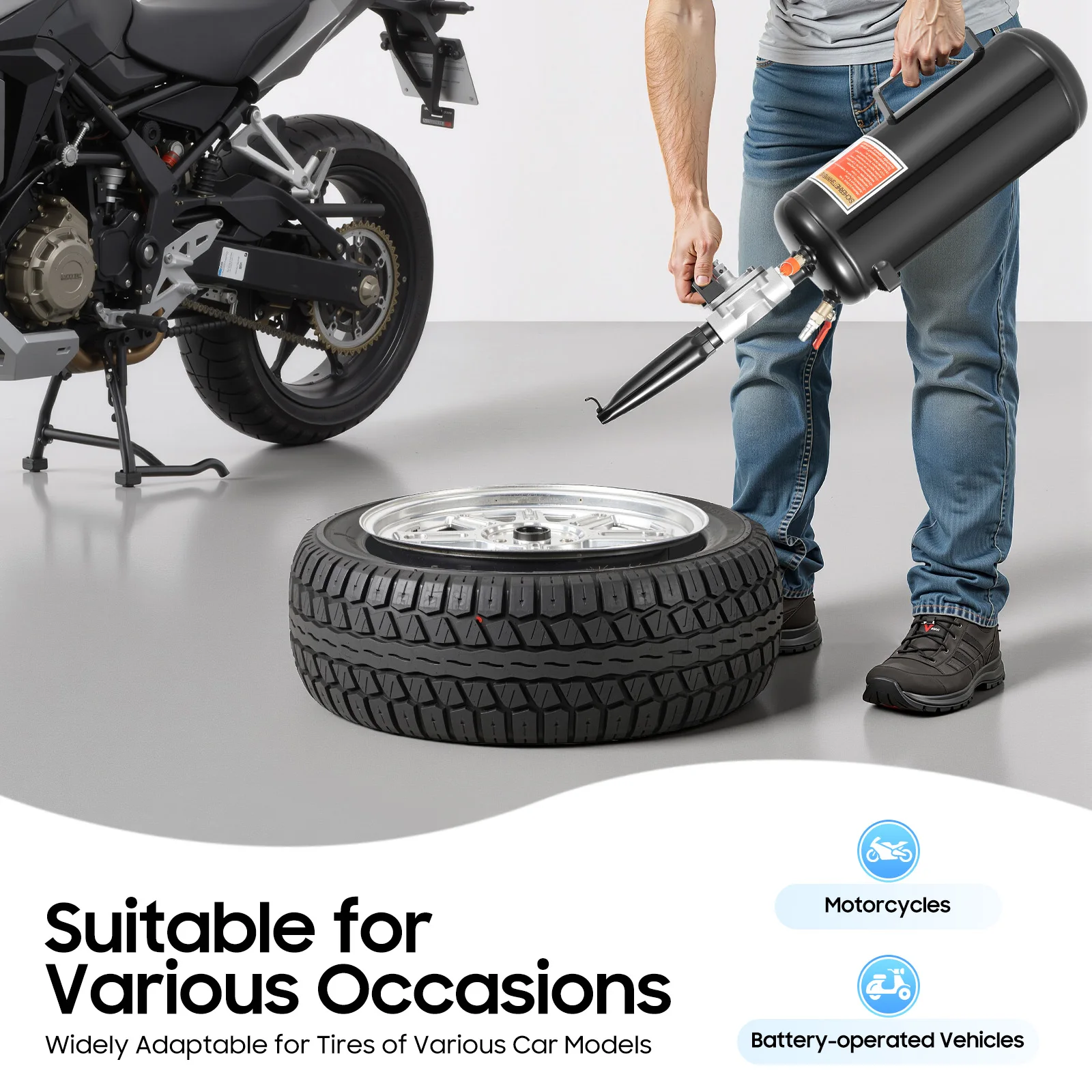 Air Tire Bead Sealer 1MPa Reifenfüller-Booster, tragbarer Reifenmontierer, 1 l, für Motorräder und batteriebetriebene Fahrzeuge – Detail 1