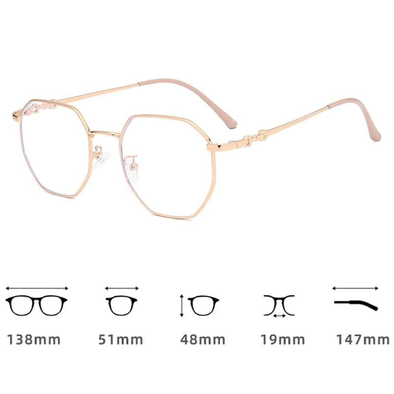 Ultralight Vintage Photochromic Glasses New Anti-blue Myopia Finished Glasses Polygon Anti-ultraviolet Near-sight Eyeglasses