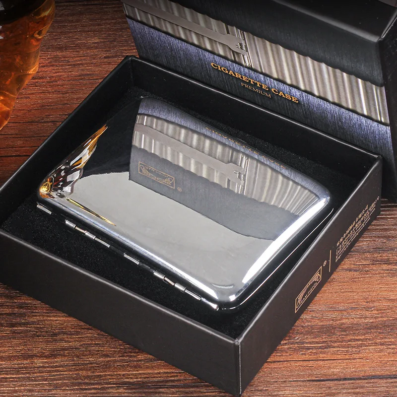 الفولاذ المقاوم للصدأ مرآة علبة السجائر الذهب الرجعية المحمولة جيب السجائر حزمة 18 علبة السجائر رجل المدخن هدية