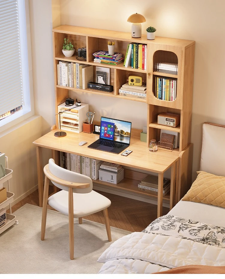 

Writing computer desk, folding small apartment, bookshelf bedroom integrated table