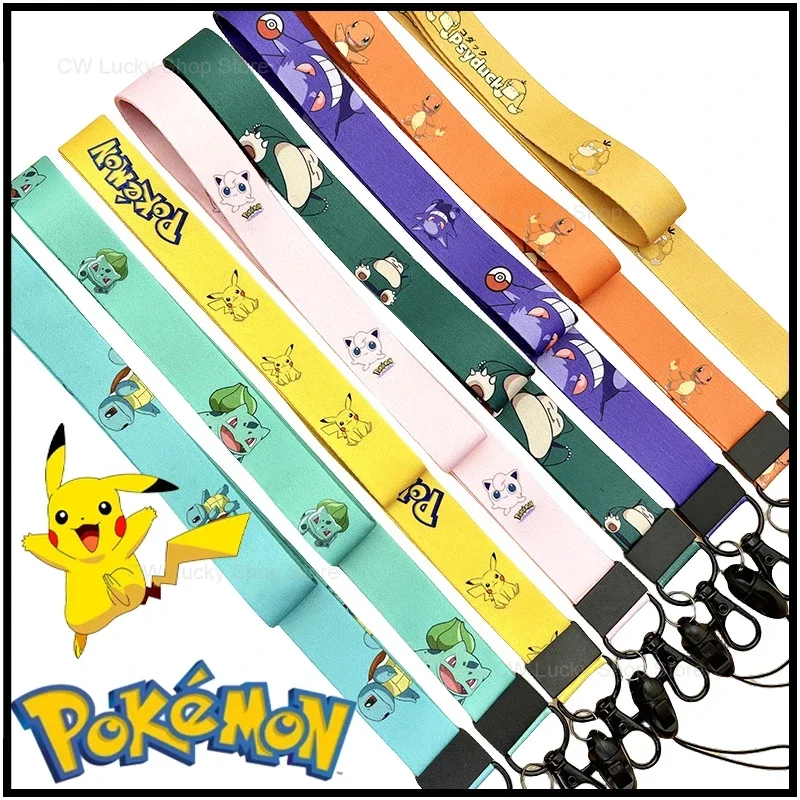 Pokemon Pikachu Lanyard Gengar Psyduck Simple Neck Strap Lanyards ID Badge Card Holder Keychain Cellphone Strap Hang Rope